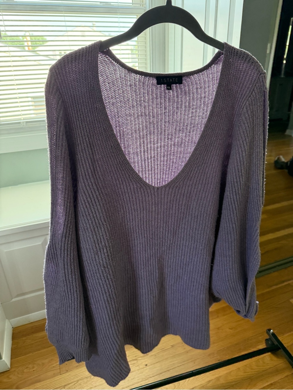 1. State Lavender Ribbed V-Neck Sweater